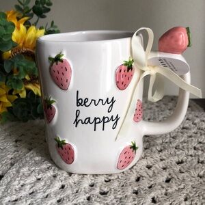 Rae Dunn BERRY HAPPY with Pink Strawberries